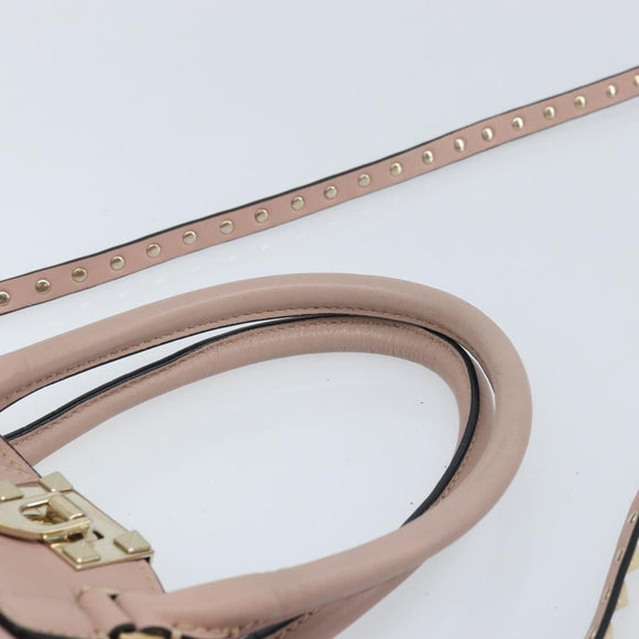 VALENTINO Tote Bag Leer 2way Roze Goud Auth BA10420