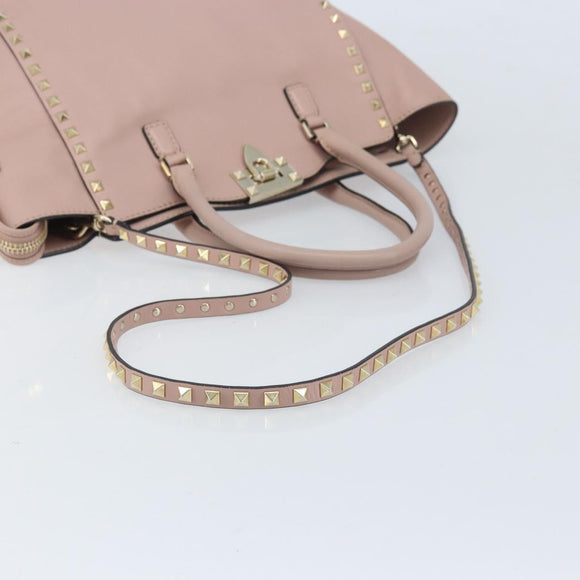 VALENTINO Tote Bag Leer 2way Roze Goud Auth BA10420