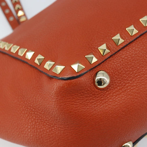 VALENTINO Tote Bag Leer 2way Oranje Goud Auth BA10422