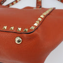 VALENTINO Tote Bag Leer 2way Oranje Goud Auth BA10422-16