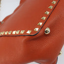 VALENTINO Tote Bag Leer 2way Oranje Goud Auth BA10422-17