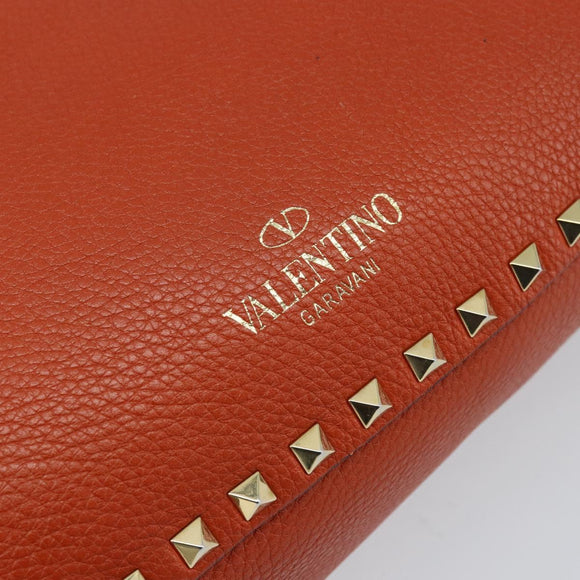 VALENTINO Tote Bag Leer 2way Oranje Goud Auth BA10422