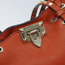 VALENTINO Tote Bag Leer 2way Oranje Goud Auth BA10422-19