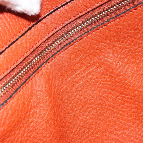 VALENTINO Tote Bag Leer 2way Oranje Goud Auth BA10422