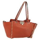 VALENTINO Tote Bag Leer 2way Oranje Goud Auth BA10422-1
