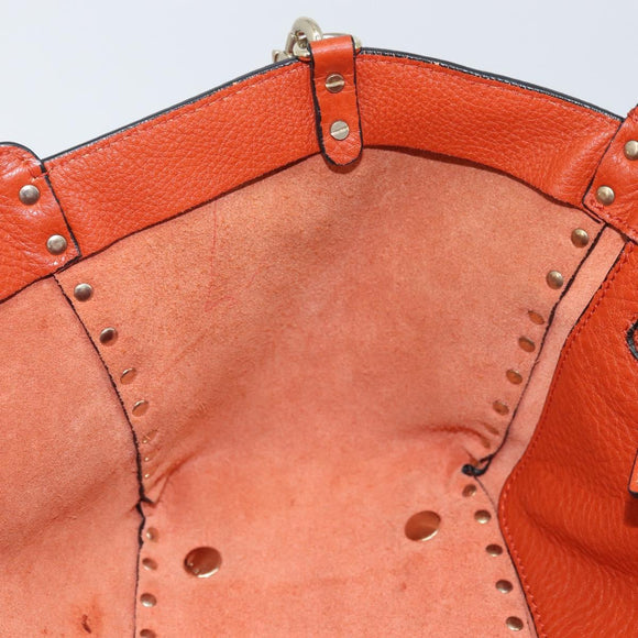 VALENTINO Tote Bag Leer 2way Oranje Goud Auth BA10422