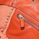 VALENTINO Tote Bag Leather 2way Orange Gold Auth BA10422-23