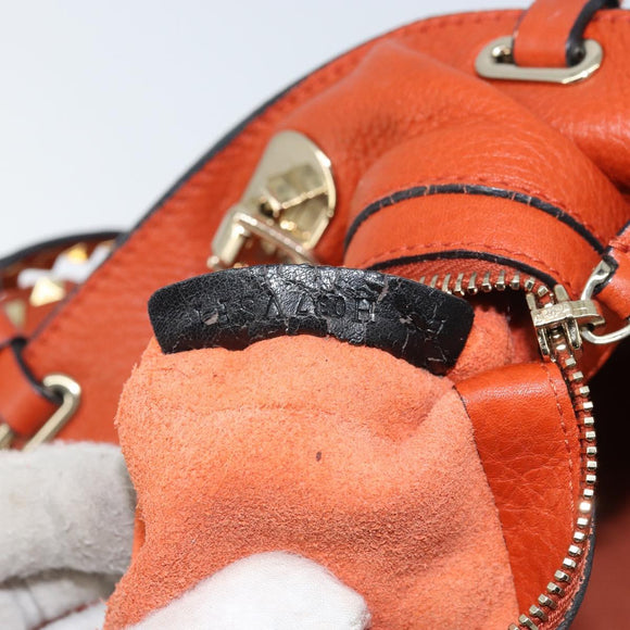 VALENTINO Tote Bag Leer 2way Oranje Goud Auth BA10422