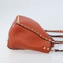 VALENTINO Tote Bag Leather 2way Orange Gold Auth BA10422-3