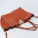 VALENTINO Tote Bag Leer 2way Oranje Goud Auth BA10422-6