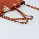 VALENTINO Tote Bag Leer 2way Oranje Goud Auth BA10422-7
