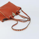 VALENTINO Tote Bag Leer 2way Oranje Goud Auth BA10422-9