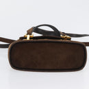 Salvatore Ferragamo Gancini Hand Bag Suede 2way Brown Gold Auth BA10426-5