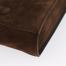 Salvatore Ferragamo Gancini Hand Bag Suede 2way Brown Gold Auth BA10426-17