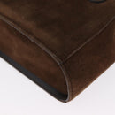 Salvatore Ferragamo Gancini Hand Bag Suede 2way Brown Gold Auth BA10426-18