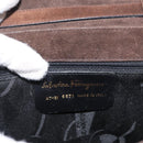Salvatore Ferragamo Gancini Hand Bag Suede 2way Brown Gold Auth BA10426-12