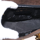 Salvatore Ferragamo Gancini Hand Bag Suede 2way Brown Gold Auth BA10426-11