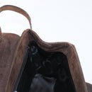 Salvatore Ferragamo Gancini Hand Bag Suede 2way Brown Gold Auth BA10426-20