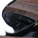 Salvatore Ferragamo Gancini Hand Bag Suede 2way Brown Gold Auth BA10426-23
