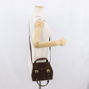 Salvatore Ferragamo Gancini Hand Bag Suede 2way Brown Gold Auth BA10426-24