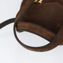 Salvatore Ferragamo Gancini Hand Bag Suede 2way Brown Gold Auth BA10426-7