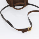 Salvatore Ferragamo Gancini Hand Bag Suede 2way Brown Gold Auth BA10426-8