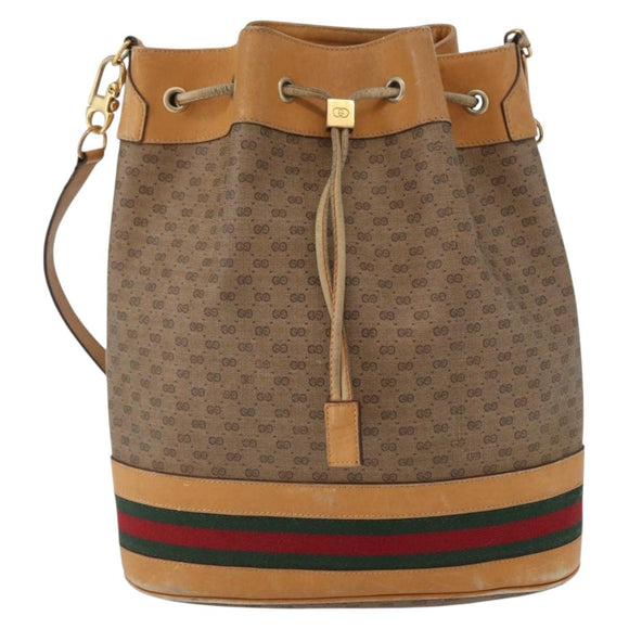 GUCCI Micro GG Supreme Web Sherry Line Bag PVC Beige 001 58 4793 Auth BA10427