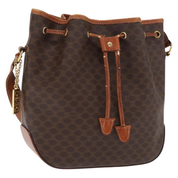 CELINE Macadam Canvas Shoulder Bag PVC Leather Brown Gold Auth BA10429