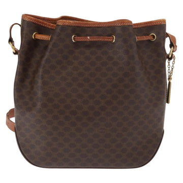 CELINE Macadam Canvas Shoulder Bag PVC Leather Brown Gold Auth BA10429 - 0