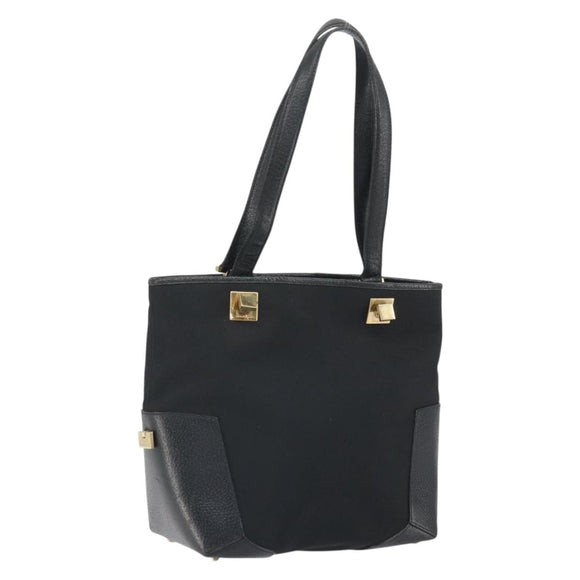 Salvatore Ferragamo Tragetasche Canvas Schwarz Gold Auth BA10431
