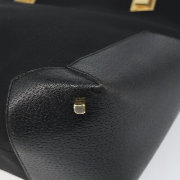 Salvatore Ferragamo Tragetasche Canvas Schwarz Gold Auth BA10431