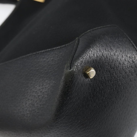 Salvatore Ferragamo Tragetasche Canvas Schwarz Gold Auth BA10431