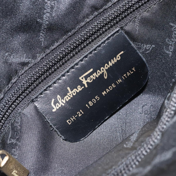 Salvatore Ferragamo Tragetasche Canvas Schwarz Gold Auth BA10431
