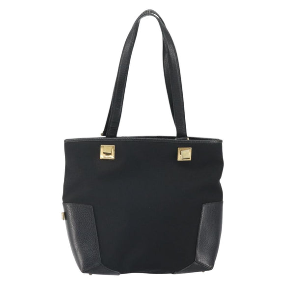 Salvatore Ferragamo Tragetasche Canvas Schwarz Gold Auth BA10431