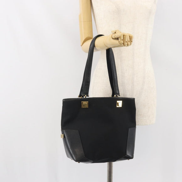 Salvatore Ferragamo Tragetasche Canvas Schwarz Gold Auth BA10431