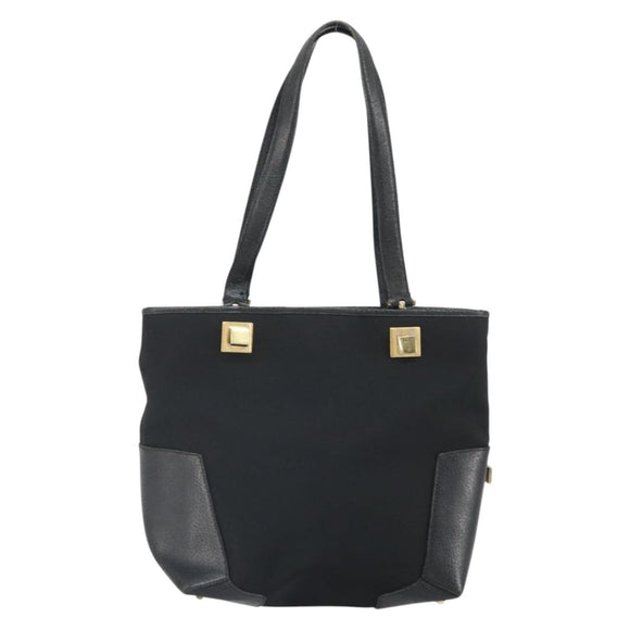 Salvatore Ferragamo Tragetasche Canvas Schwarz Gold Auth BA10431