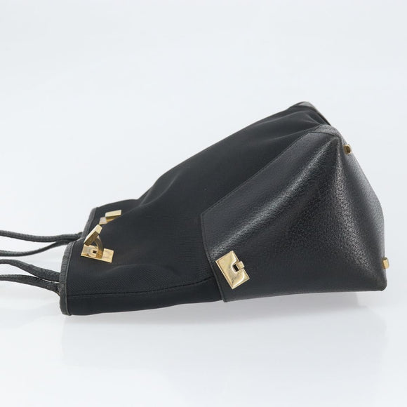 Salvatore Ferragamo Tragetasche Canvas Schwarz Gold Auth BA10431