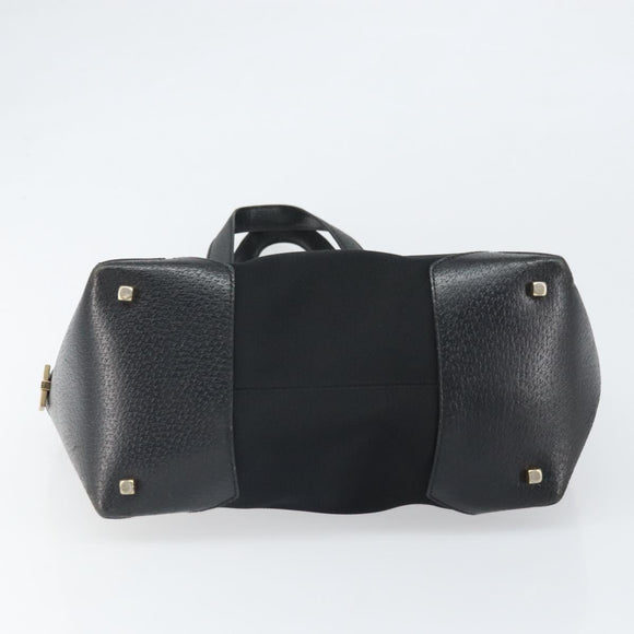 Salvatore Ferragamo Tragetasche Canvas Schwarz Gold Auth BA10431