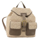 Salvatore Ferragamo Gancini Backpack Canvas Beige Gold Auth BA10432-1