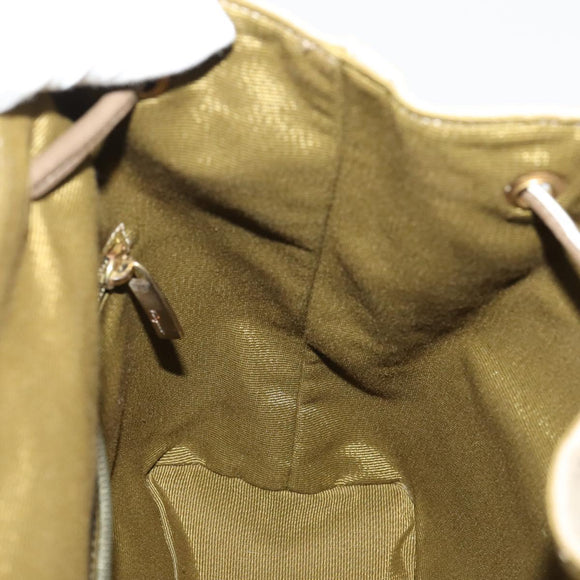Salvatore Ferragamo Gancini Backpack Canvas Beige Gold Auth BA10432