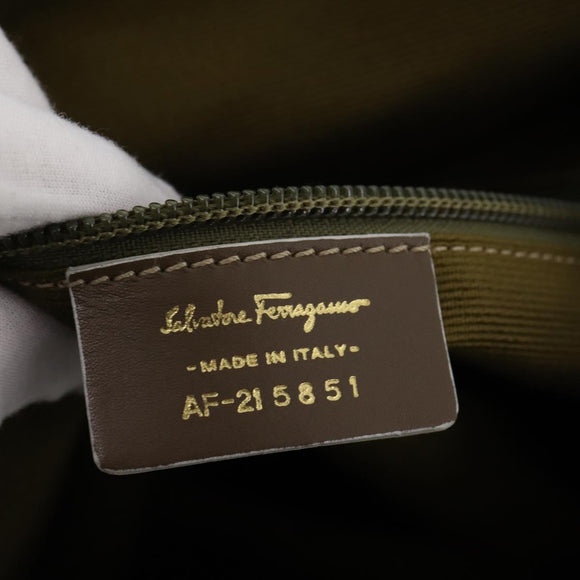 Salvatore Ferragamo Gancini Backpack Canvas Beige Gold Auth BA10432