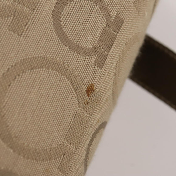 Salvatore Ferragamo Gancini Backpack Canvas Beige Gold Auth BA10432