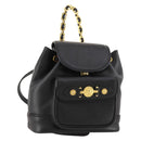 Gianni Versace Backpack Leather Black Gold Auth BA10433-1