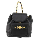 Gianni Versace Backpack Leather Black Gold Auth BA10433-2