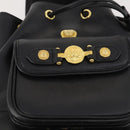 Gianni Versace Backpack Leather Black Gold Auth BA10433-23