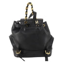 Gianni Versace Backpack Leather Black Gold Auth BA10433-3