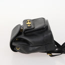Gianni Versace Backpack Leather Black Gold Auth BA10433-5