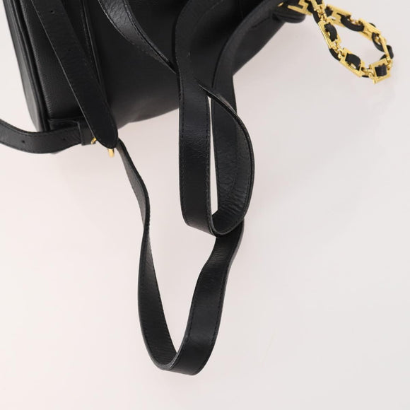 Gianni Versace Backpack Leather Black Gold Auth BA10433