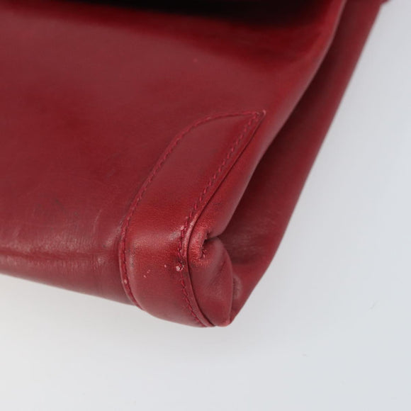 GUCCI Shoulder Bag Leather Red Gold Auth BA10436