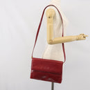 GUCCI Shoulder Bag Leather Red Gold Auth BA10436-23